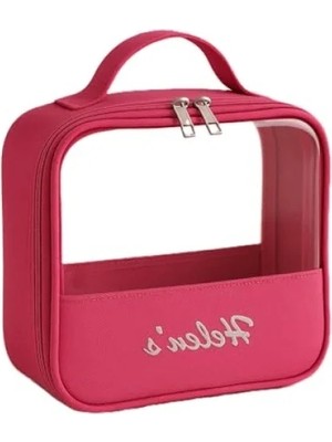 Hakay Pembe Şeffaf Seyahat Makyaj Çantası - Modern ve Pratik