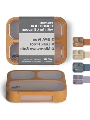 Hakay Çatal ve Kaşıklı Bento Beslenme Kutusu Seti - Caramel