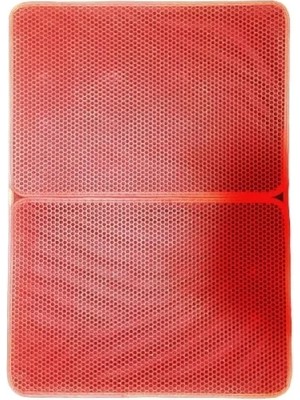 Hakay Büyük Boy Elekli Kedi Tuvalet Önü Paspası, Katlanabilir 82 x 60 Cm, Kırmızı