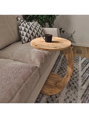 Hakay Tekerlekli C Sehpa, Yan Sehpa, Zigon Tasarım, Atlantik Çam Renk