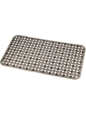 Hakay Kaydırmaz Vantuzlu Banyo Paspası - 66,5 x 36,5 Cm, Siyah Yuvarlak Desen