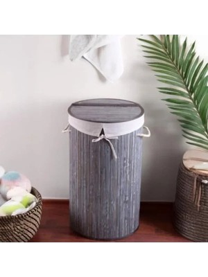 Hakay Doğal Hasır Katlanır Çamaşır Sepeti - 55 Litre Kapasite, Yuvarlak Tasarım