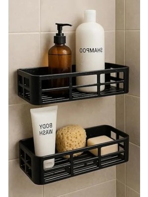 Hakay 2'li Yapışkanlı Plastik Banyo Duş Rafı