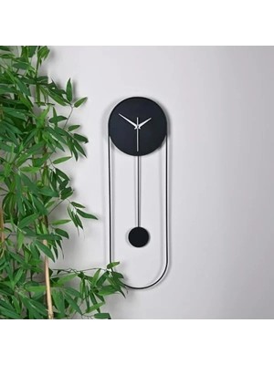 Hakay El Boyama Modern Tasarım Metal Sarkaçlı Dekoratif Duvar Saati, Sessiz Mekanizma