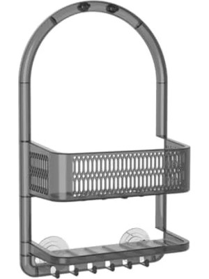 Hakay Şeffaf Siyah Plastik Banyo Duş Rafı