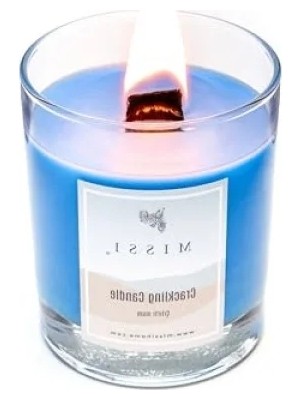 Hakay Mavi Craklıng Vegan Mum - Ahşap Fitilli Vanilya Sandal Kokulu