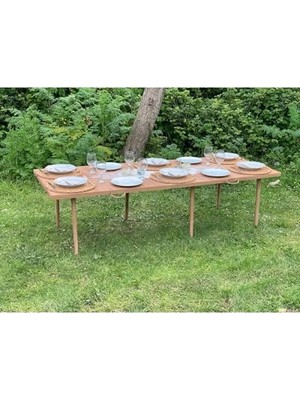 Hakay Katlanır Kamp ve Bahçe Masası - 75X200 Cm, Ceviz Renk