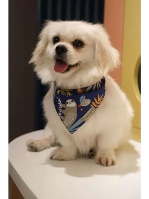 Hakay Orman Desenli Lacivert Köpek Bandanası - Küçük Boy