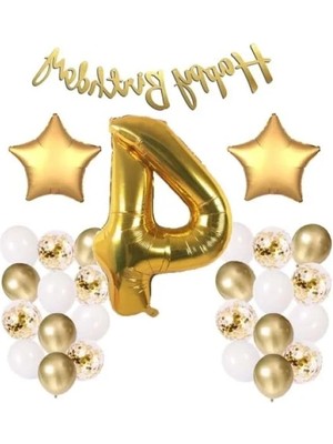 Hakay Beyaz Gold Konsept Doğum Günü Kutlama Seti