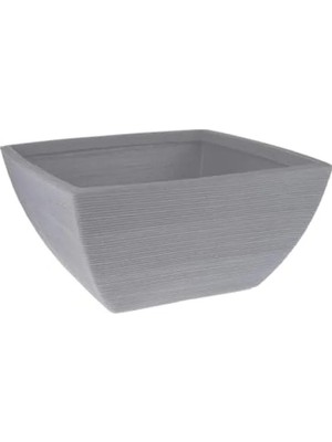 Hakay Yivli Gri Plastik Kare Saksı, 52X52X25 cm
