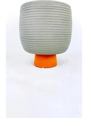 Hakay Antik Kendinden Ayaklı Toprak Saksı - Gri 19 cm
