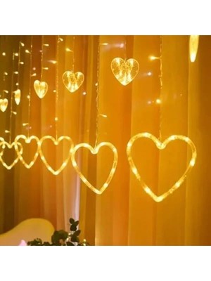 Hakay 12'li Kalp LED Işık Zinciri, 3 Metre Dekoratif Aydınlatma