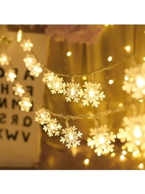 Hakay 5 Metre LED Işıklı Kar Tanesi Işık Zinciri - Pilli