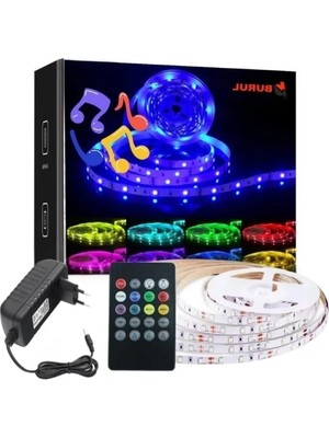 Hakay Müzik Duyarlı Rgb Şerit LED Işık - 5 Metre, Otomatik Renk Değiştiren