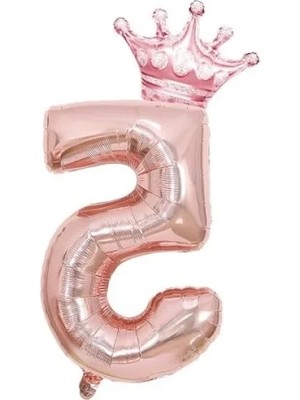 Hakay Rose Gold Rakam Folyo ve Kral Tacı Folyo Balon Seti