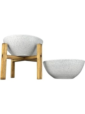 Hakay Beyaz Granit Ikili Set Toprak Saksı 20 cm Çap
