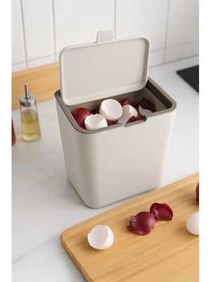 Hakay Kompakt Bej Çöp Kovası