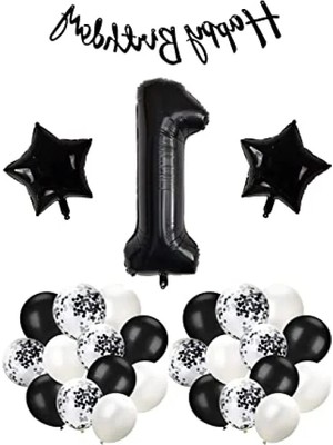Hakay Siyah Konsept Doğum Günü Kutlama Seti - Rakam ve Balonlar