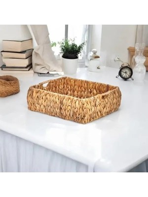 Hakay El Yapımı Hasır Bombeli Dekoratif Sepet - 37 x 30 x 12 cm