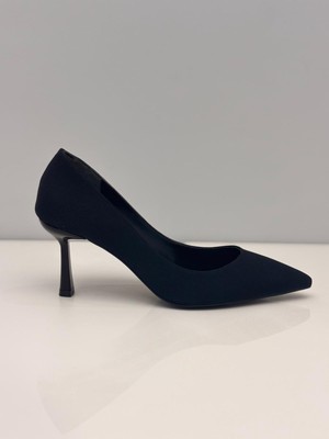 Feles Kadın Siyah Nubuk Sade Şık ve Zarif Stiletto Ince Topuklu – 7 cm Topuk - Podeia Estilo