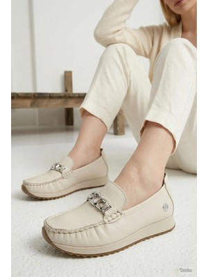 Mammamia Kadın Yumuşak Hakiki Deri Ortopedik Günlük Bağcıksız Ayakkabı M27YA/7270