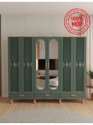 T&B Venüs 6 Kapaklı Çekmeceli Gardırop - Tamamı Mdf
