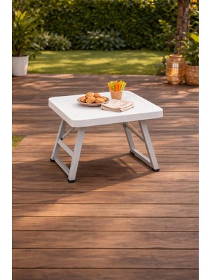 Belirtilmemiş Katlanır Masa Plastik Bahçe Balkon Piknik Masası Taşınabilir Kamp Masası 51 cm 40 En Katlanabilir Portatif Masa Beyaz Xl L M Uyumlu