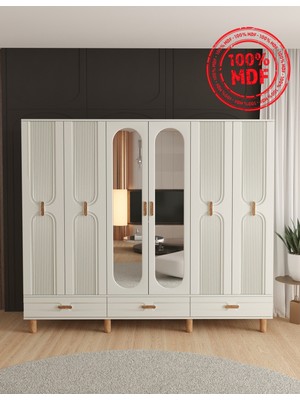 T&B Venüs 6 Kapaklı Çekmeceli Gardırop - Tamamı Mdf