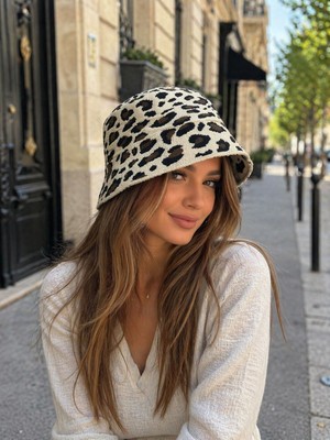 Aydın Şapkacınız Kadın Leopar Desenli Bucket Şapka | Kova Model Şık & Modern Tasarım (58-60 CM)