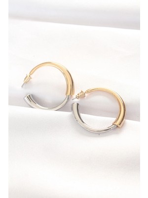 Clariss Üreticiniz Pirinç Çift Renk Halka Küpe YN1348