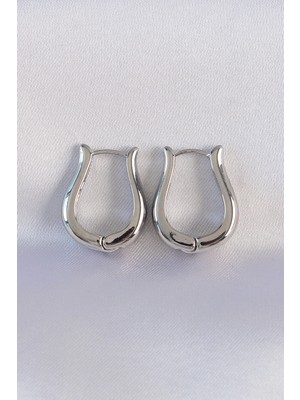 Clariss Üreticiniz Pirinç Gümüş Renk Içi Boş Gül Küpe YN1348