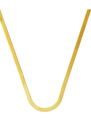 Bilezikci 3,5mm Enli Altın Ezme Zincir 14 Ayar 45 cm.