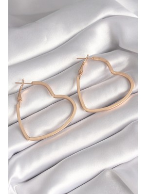 Clariss Üreticiniz Pirinç Gold Renk Kalp Model Kadın Küpe YN1348