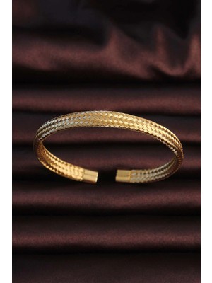 Clariss Üreticiniz 316L Çelik Altın Renk Hasır Görünüm Erkek Bileklik YN1348