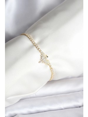 Clariss Üreticiniz Anka Kuşu Model Zirkon Taşlı Gold Renk Pirinç Su Yolu Kadın Bileklik YN1348