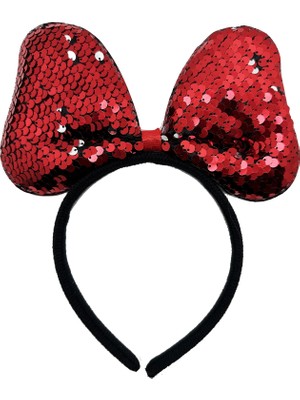 Üreticiniz Renk Değiştiren Pullu Payetli Fiyonk Parti Tacı Kırmızı Gümüş Renk 20X16 cm Yn1