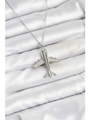 Clariss Üreticiniz 316L Çelik Zincir Gümüş Renk Uçak Model Kadın Kolye YN1348
