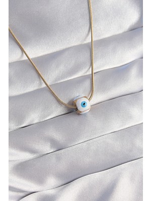 Clariss Üreticiniz 316L Çelik Gold Renk Mineli Nazar Model Kolye YN1348