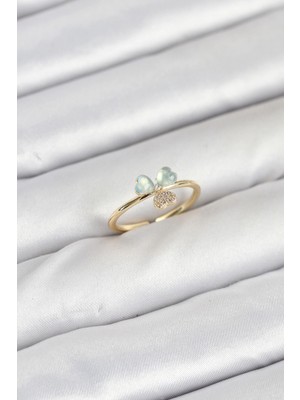 Clariss Üreticiniz Pirinç Gold Renk Yonca Model Kadın Yüzük YN1348