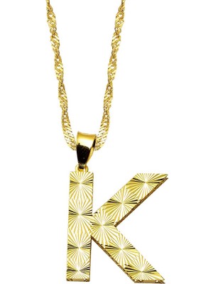 Bilezikci K Harfi 3 Boyutlu Altın Kolye