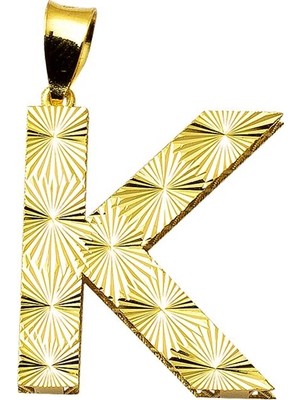 Bilezikci K Harfi 3 Boyutlu Altın Kolye Ucu