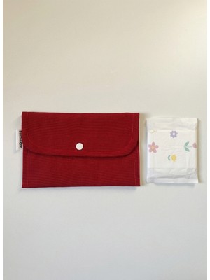 Sumicorn Design Keten Yıkanabilir Çıtçıt Detaylı Ped Çantası, Mini Cüzdan,kartlık,çanta Içi Düzenleyici