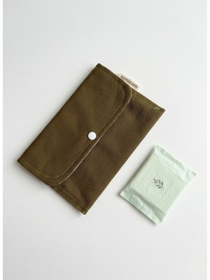 Sumicorn Design Keten Yıkanabilir Çıtçıt Detaylı Ped Çantası, Mini Cüzdan,kartlık,çanta Içi Düzenleyici