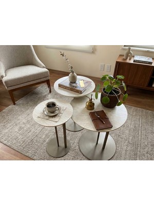 Nuv Home Gözde Üçlü Yan Sehpa & Koltuk Sehpası Seti