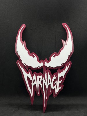 Goka 3D Craft Carnage & Venom Temalı 3D Dekoratif Duvar Logosu - Marvel Evreni Gamer Oda Aksesuarı - 22 cm