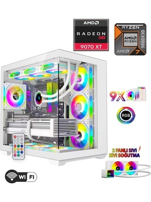 Apphirex Prime W37 Ryzen 7 9800X3D 32GB Ddr5 6000MHZ Ram 1TB+960GB SSD RX9070XT 16GB 240MM Sıvı Soğutmalı Beyaz Masaüstü Oyuncu Bilgisayarı