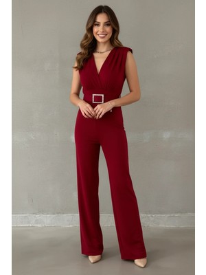 Khi-Zai Kadın Sandy Kumaş Vatkalı Kemer Detay Tulum