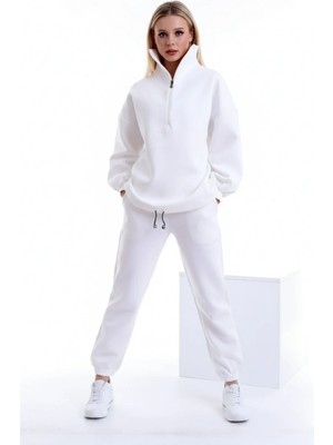 Khi-Zai Özel Tasarım Yakası Uzun Fermuarlı Rahat ve Sportif Jogging Takım