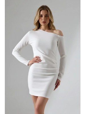 Khi-Zai Kadın Tek Omuz Asimetrik Kesim Bodycon Elbise