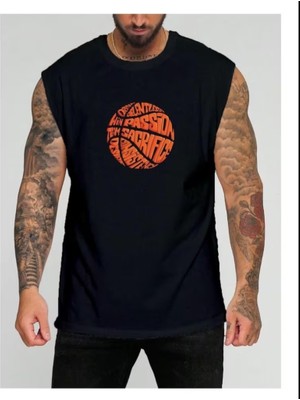 Punix Punıx Büyük Beden Motto Yazılı Basketbol Topu Baskılı Ter Tutmayan  Erkek Yazlık Kolsuz Battal T-Shırt